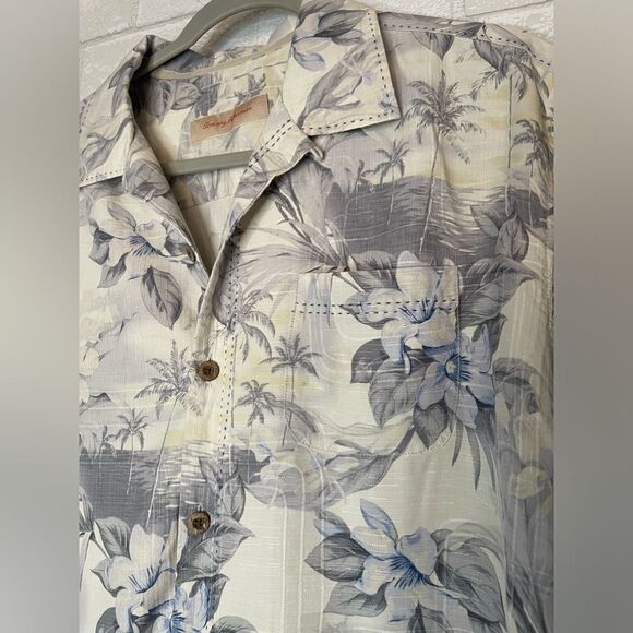 Tommy Bahama Mens 100% Silk Caribbean Tropical Short Sleeve Button Up Shirt M - Picture 5 of 9